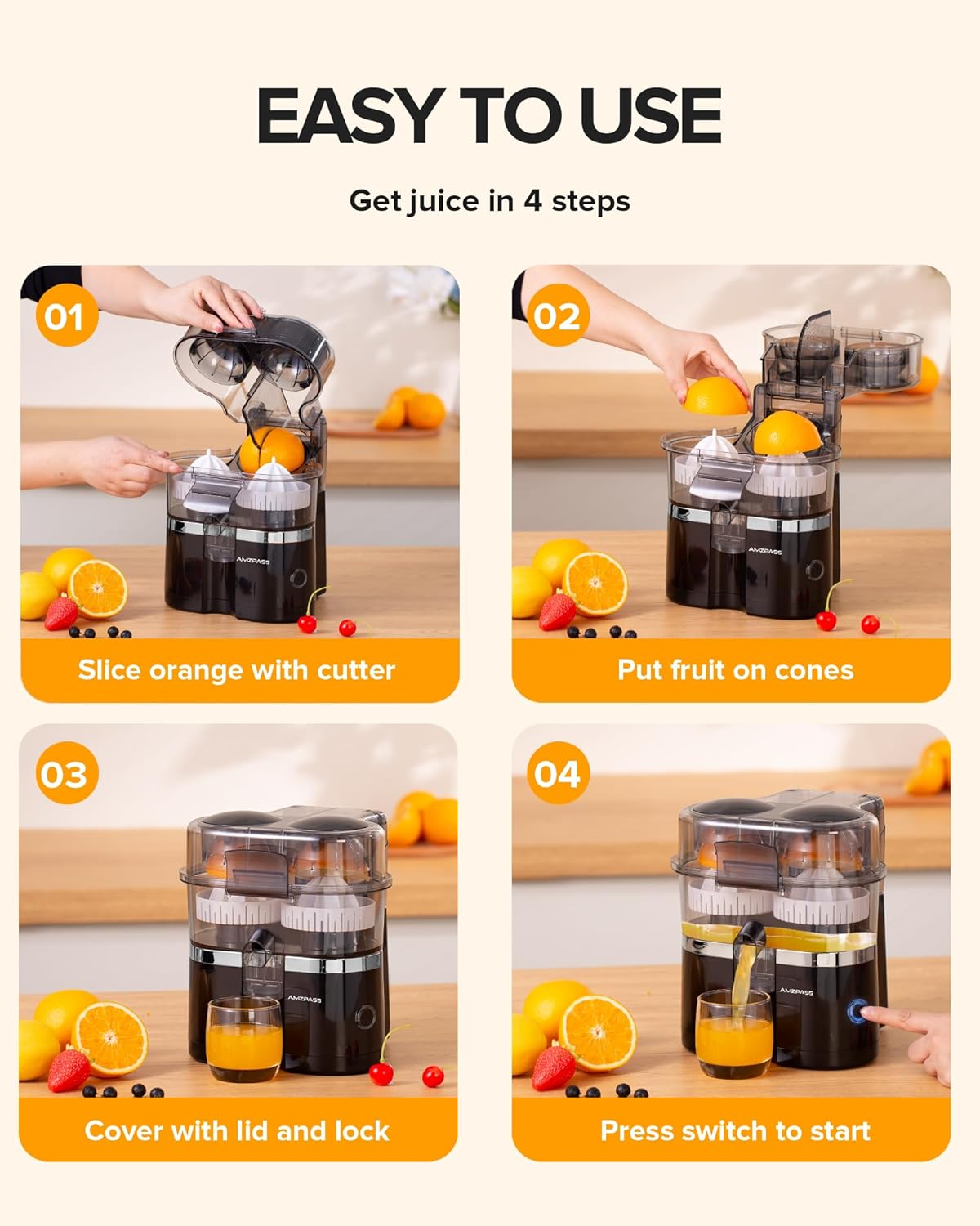 Amzpass™ Automatic Dual Head 1100W Electric Juicer